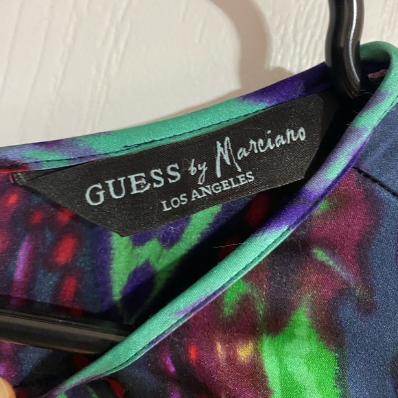 Guess by Marciano Y2K Silk Boho Hippie 70’s High Low Sleeve Mini Dress Size XS - Picture 10 of 11